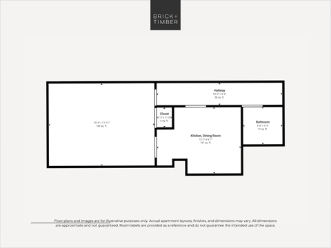 Floor plan for studio, 1 bath, 419 sqft